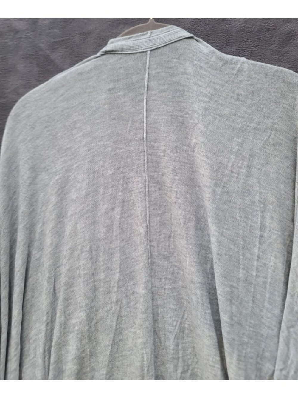 Free People Pleated Tie Front Cardigan LS Sweater S Gray Boho Soft Airy NWOT - Picture 13 of 13